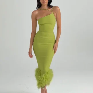 Elegant One-shoulder Midi Dress
