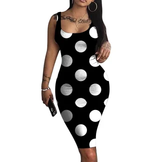 Polka Dot Bodycon Midi Dresses